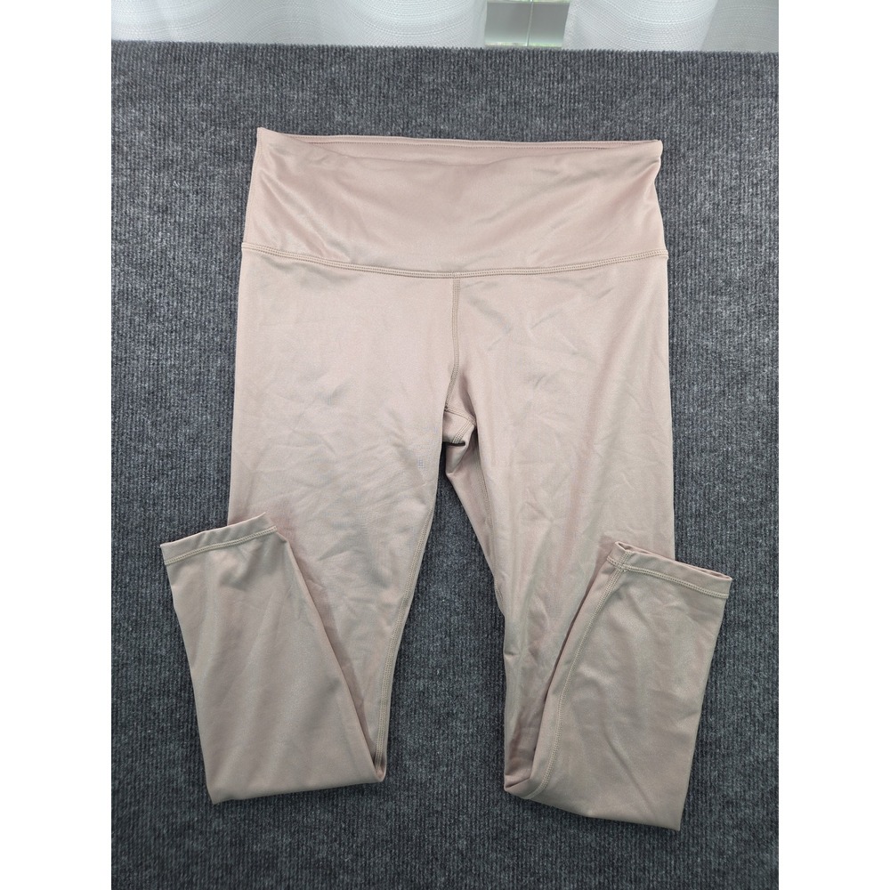 Athleta Womens SP Shimmer Crop Leggings Pink Champagne High Rise Athleisure Yoga